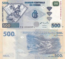 Congo 500 Francs 2002 P 96 G&D UNC