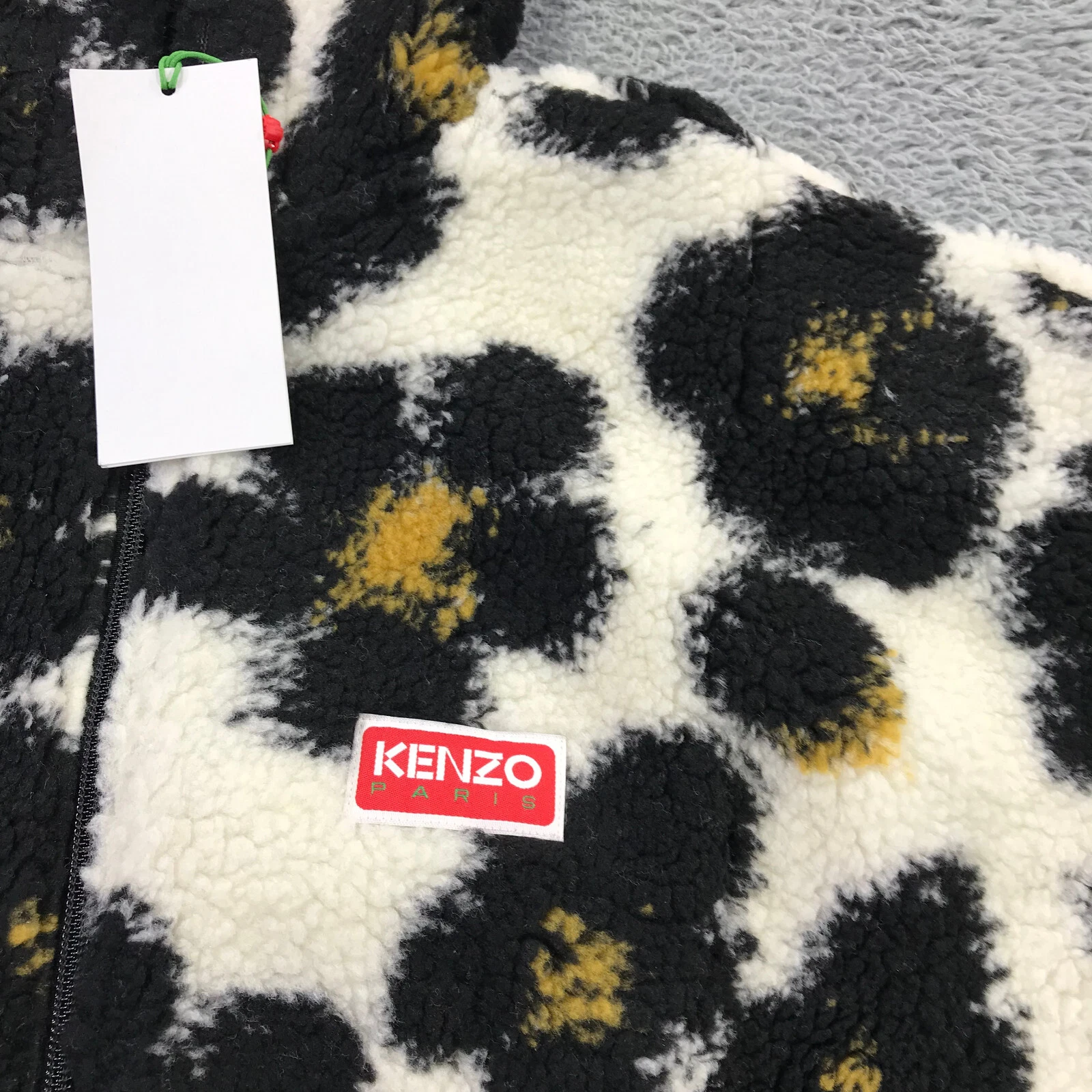 KENZO Giacca Donna Media Hana Leopardata Full Zip Felpa con Cappuccio Cropped Bomber Giallo Be