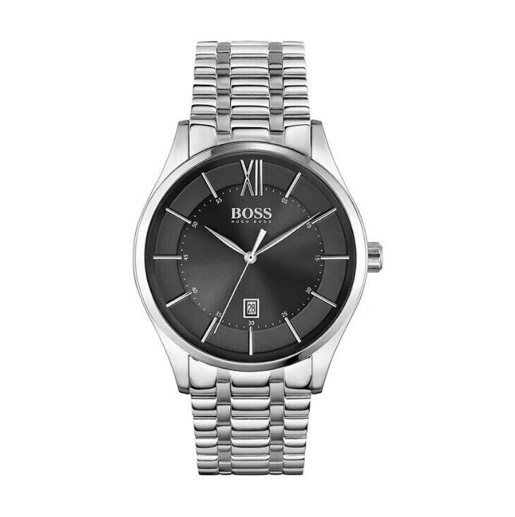 HUGO BOSS Distinction Stainless Steel Strap Black Face Watch
