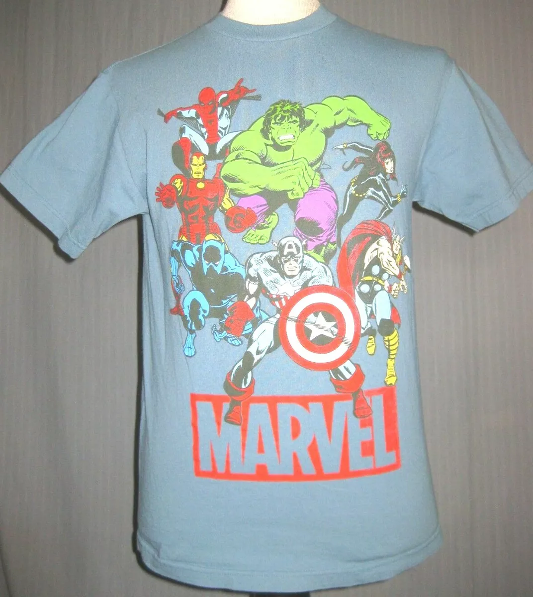 Marvel Comics Spiderman Hulk Adult Small Medium Gray T-Shirt (S M Super  Hero)