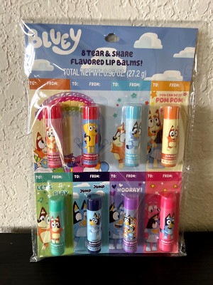 Bluey & Friends Pack of 8 Tear & Share Lip Balm Valentine Multiple Flavors NEW