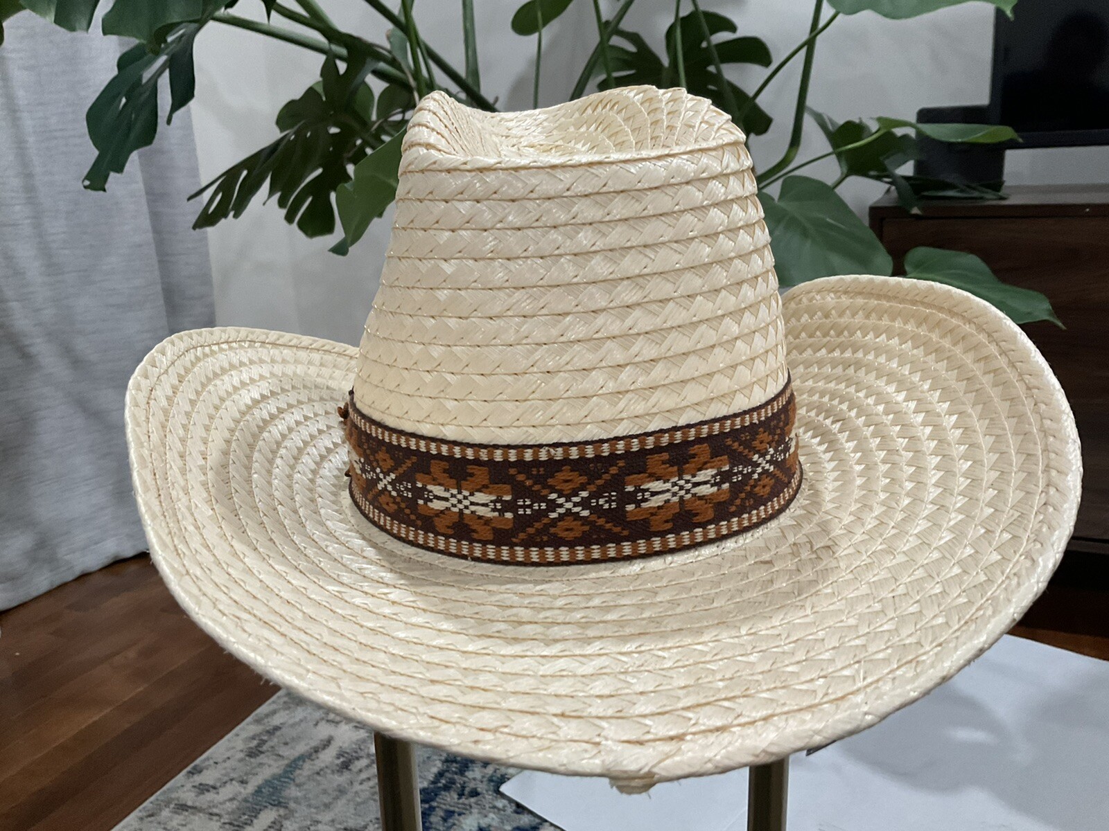 VINTAGE STEVENS WESTERN STRAW COWBOY HAT 7 1/8 Gem
