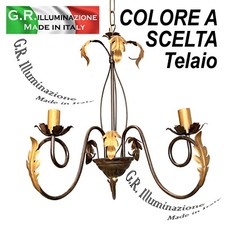 LAMPADARIO IN FERRO BATTUTO 3 LUCI CLASSICO AVORIO O BRUNITO SOGGIORNO Tanita