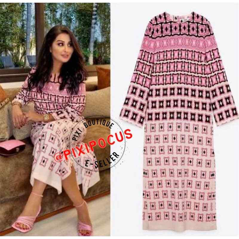 ★ZARA★ PRINTED MIDI DRESS ZARA NEW GEOMETRIC PRINTED MIDI DRESS MULTICOLORED XS-XL