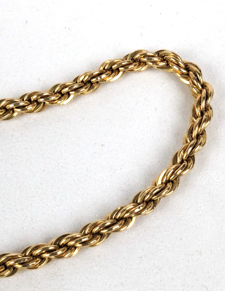 Vintage Krementz 30" Heavy 14k Gold Filled 3mm Rope Chain Necklace 19.6