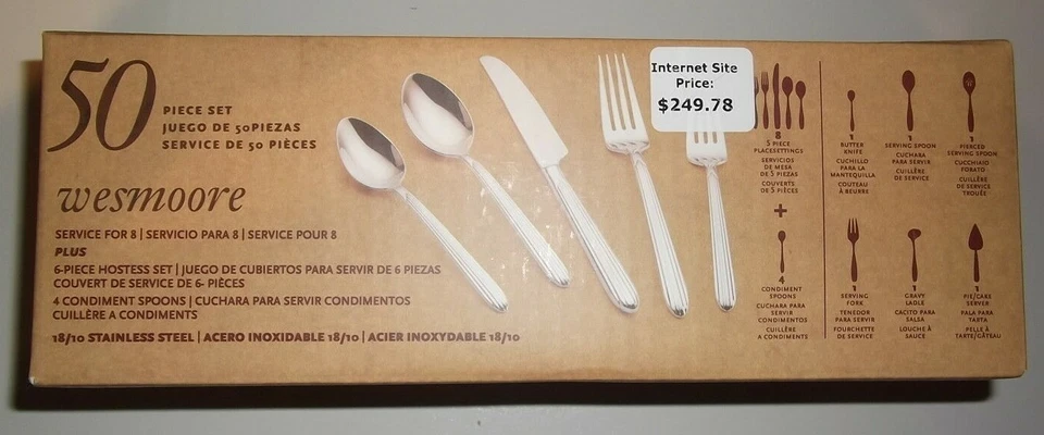 REED BARTON WESMOORE 50 PIECE 18/10 STAINLESS STEEL SERVICE FOR 8 + HOST 890343 - Image 2 of 3