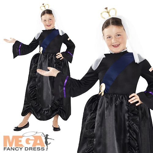 Queen Victoria Dress Girls Fancy Dress World Book Day Childs Costume Outfit New