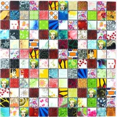 Mosaïque mur Renassance décoré multcolore 4.8 x 4.8 cm | Tle floor