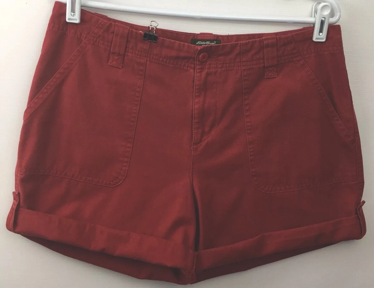 Eddie Bauer Vashon Fit Shorts Womens 10 Brick Dark Red Roll Tab