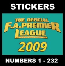 Topps Total 2009 Premier League football stickers #1 to 232