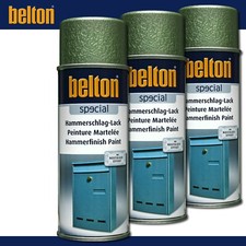 3 x 400 ml Kwasny Belton Special Hammerschlag-Lack | Grün | Wetterbeständig