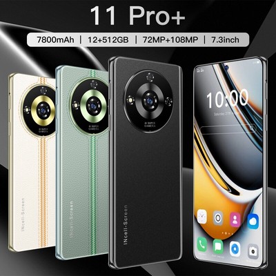 11 Pro+ Smartphone Unlocked Android 14 12+512GB 7.3'' 72+108MP 7800mAh Dual SIM