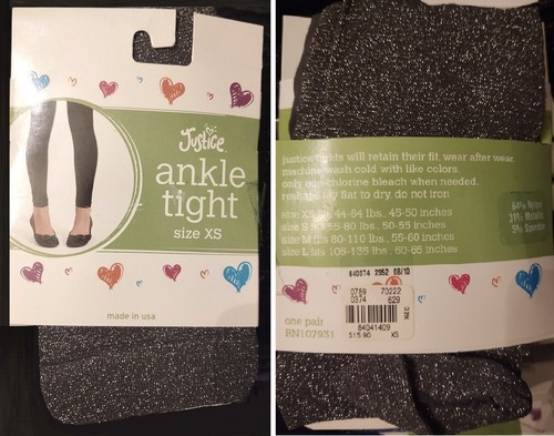 NEW JUSTICE Girls Ankle Tights NAVY & Multicolor Sparkle Blue Grey XS S M L USA - Picture 11 of 17