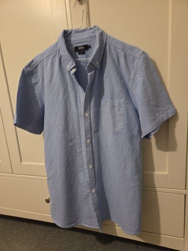 Swell Basics L Slim Fit Short Sleeved Blue Chambray Shirt Pit2Pit 22 Cotton - Picture 2 of 3