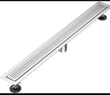 Linear Shower Drain 24 Inch with Removable Square Hole Pattern Cover Grate, 304