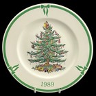 Vintage 1989 Spode Christmas Tree Plate 50th Anniversary Green Ribbon Rim 8” — photo 1
