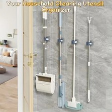 6Pcs Mop Broom Holder Wall Mount Self Adhesive Storage Rack Kitchen Tools UK