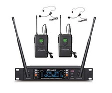 GTD Audio 2x100 Adjustable Channels UHF Wireless Headset Lavaliere Lavalier