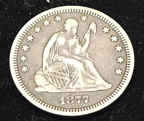 1877- s Seated Liberty Quarter in  Very Fine