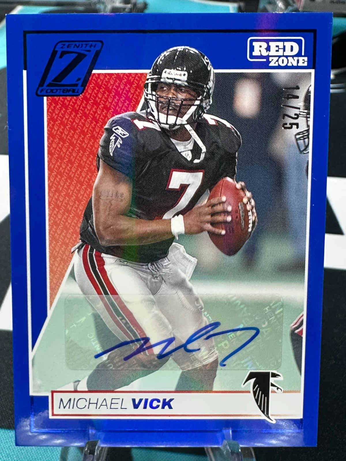 2024 Panini Zenith - Michael Vick #6 Blue Red Zone Autographs /25 (AU)