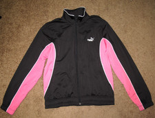 Puma Women's Track Jacket Black Zip Long Sleeve Size M