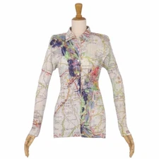 PLEATS PLEASE ISSEY MIYAKE Shirt Blouse Long Sleeve Map Pattern Used MOLO-0
