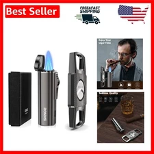 Durable Jet Flame Torch Lighter Cigar Gift Set | Stylish Zinc Design Included