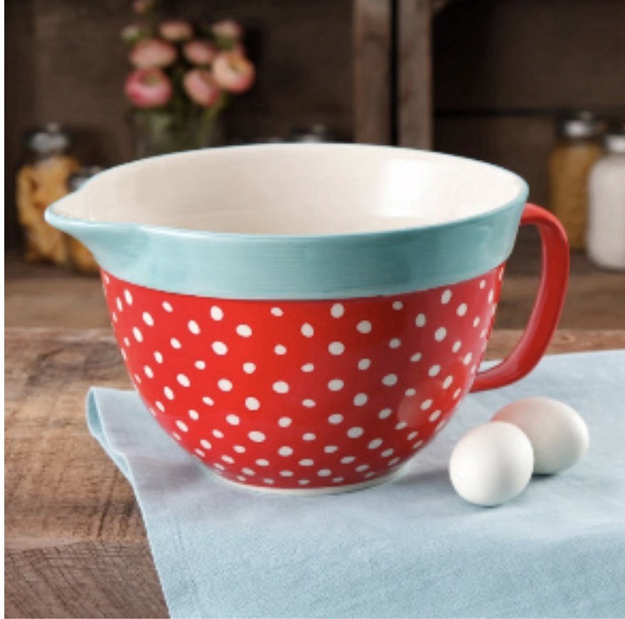 Pioneer Woman Polka Dot Stoneware Batter Bowl