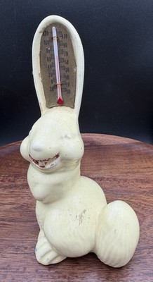 VINTAGE THADCO PORCELAIN/CERAMIC THERMOMETER EARS TATTLE TAIL BUNNY RABBIT