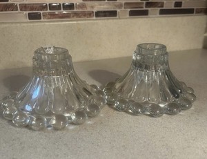 2 Vintage Anchor Hocking Berwick Boopie Single Light Candlesticks