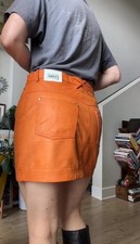 VTG GianFranco Ferre Jeans Orange Leather Mini Skirt