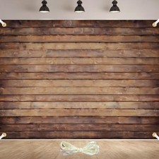 8x6ft Retro Rustic Wood Wall Photography Backdrop Brown Polyester With Ribbon