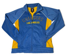 Los Angeles Chargers Womens Jacket NFL Team Apparel Blue Yellow Full Zip Rhinest