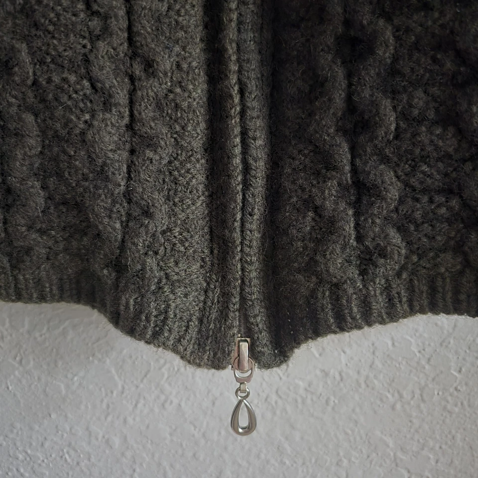 Suéter Aran Crafts Mujer Pequeño 100% Lana Merino Cremallera Completa Gris Con Capucha Irlanda Foto 4 de 4