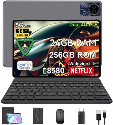 2025 5G 14'' Tablet Android 15 24GB RAM+256GB 8580mAh 4G LTE 2SIM WlFl 2.4K IPS