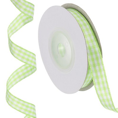 Kariertes Band hellgrün-weiß 10 Yard x 0,4\'' für Geschenkverpackung