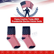 Flag Crew Socks Trump Patriotic American Red White Blue Stars Stripes One Size