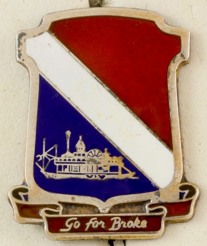 442nd Infantry Regiment Crest DI/DUI Pinback STERLING HM