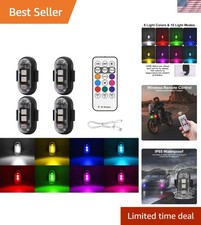 4PCS Wireless LED Strobe Lights with Remote Control, 8 Colors USB Charing Wat...