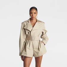 KBB by KAHLANA Women's 'The Trench Romper' - Khaki L