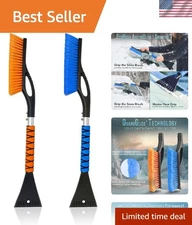 Durable 27” Snow Brush & Ice Scraper for All Vehicles - Orange & Blue Options