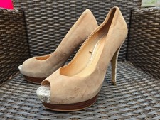 (J003 957) 👠 Escarpins Peep-Toe ZARA WOMAN – Cuir Velours Beige & Talon Python