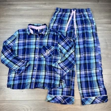 Victoria's Secret Flannel Pajamas Set Button Top & Bottom Women's Small Short