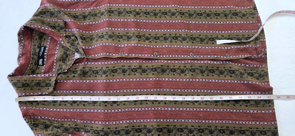 Zara Men's Multicolor Button Up Short Sleeve Abstract Viscose Shirt Size L - Image 3 of 4