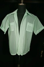 Vintage 1940's Green Waffle Nylon No Button Shirt Size Large Exc Condition