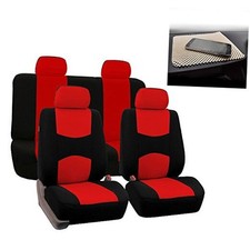 FH Group Bright Flat Cloth Automotive Seat Covers Front Set and Full Set Red