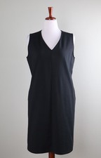 EILEEN FISHER 178 Solid Black Ponte Stretch Organic Cotton Shift Dress Size XL