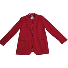 VTG Sag Harbor Red Wool Blend Single Button Blazer Jacket Size 6P Preppy Classic