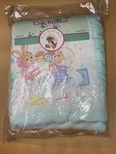 Vtg Riegel Teddy Beddy Bear Baby Blanket Satin Trim 36  X45  USA New In Package