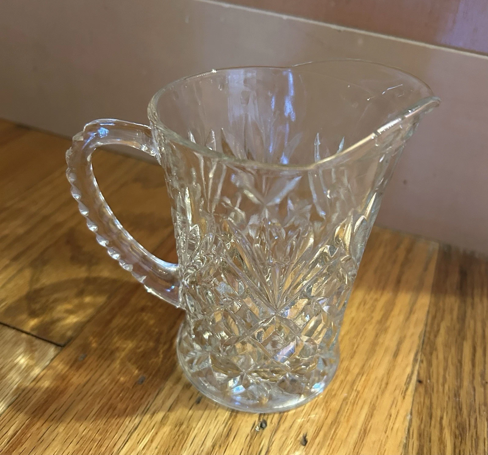 ANCHOR HOCKING CUT GLASS 5” CREAMER PITCHER
